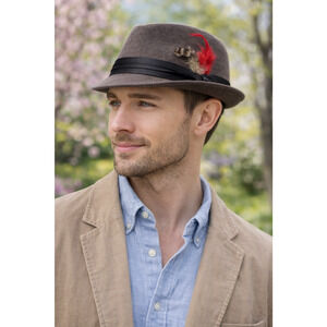 Brown Wool Felt Fedora Hat Feather Accent Trilby Classic Vintage Style Unisex XL